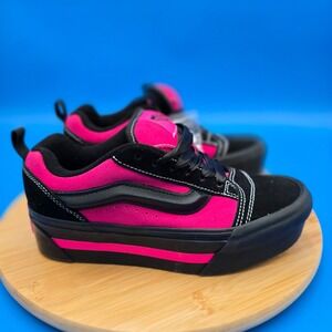 Vans Knu Stack Platform Skate Shoes Sneakers Black Pink Size US 5Y /‎ 6.5 Women